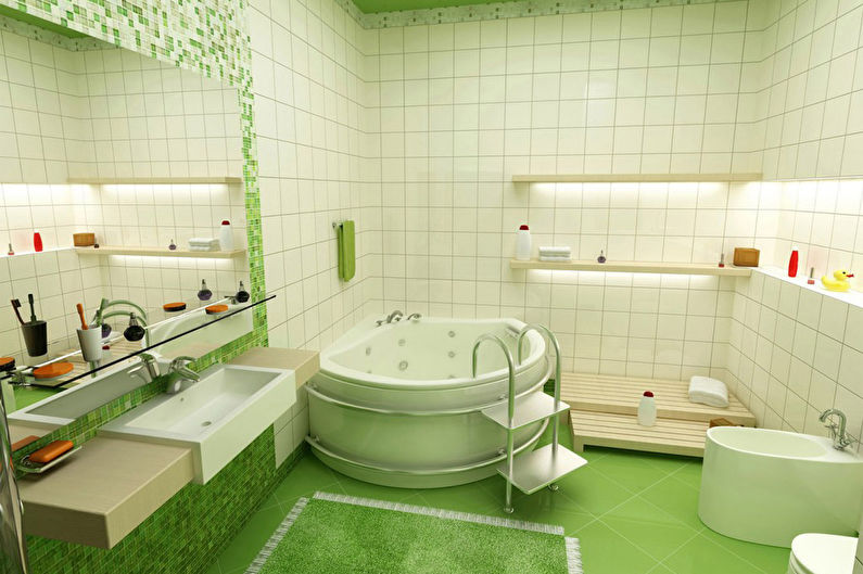 Couleur verte à l'intérieur de la salle de bain - photo