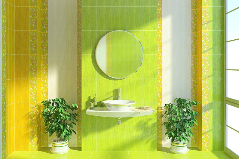 Zaļa krāsa vannas istabas interjerā - foto