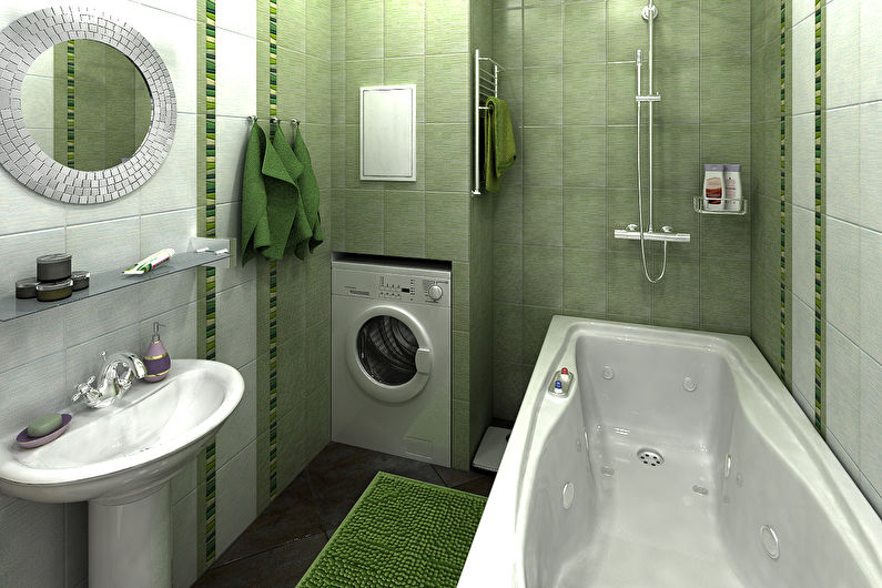Žalia spalva vonios kambario interjere - nuotrauka