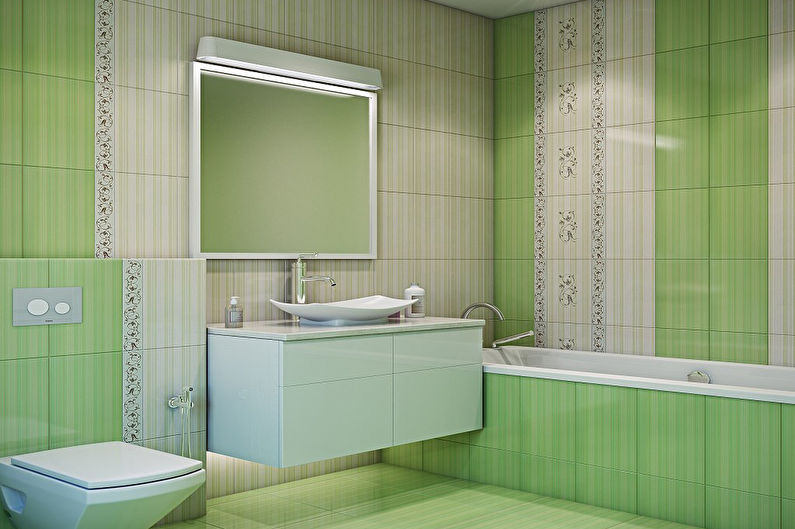 Cor verde no interior do banheiro - foto