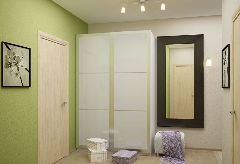 Zelená farba v interiéri chodby, chodba - foto