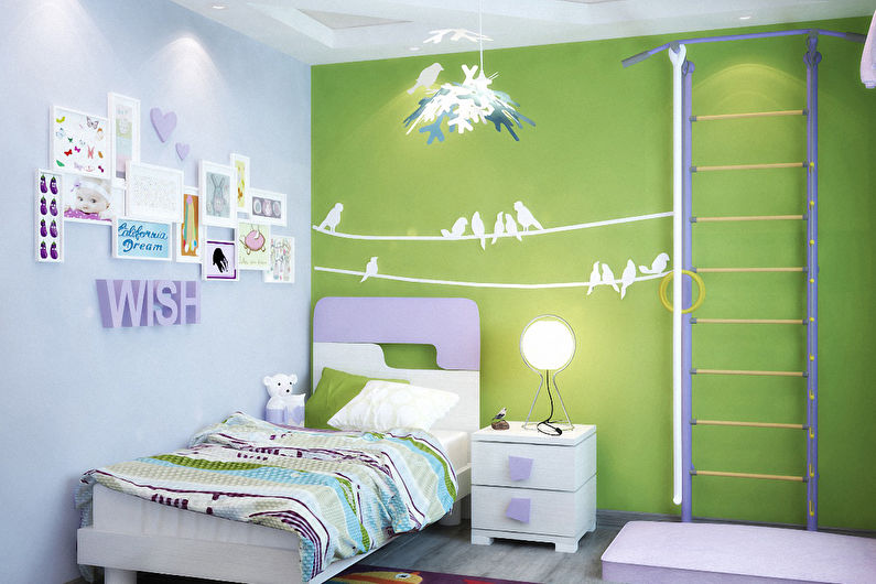 Màu xanh lá cây trong nội thất phòng trẻ em - ảnh