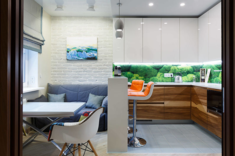 Diseño de una cocina-sala de estar en un pequeño apartamento - Colores