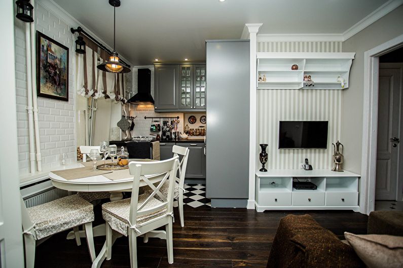 Classic-style kitchen-living room - Interior Design
