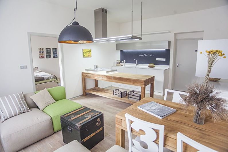 Küche-Wohnzimmer im skandinavischen Stil - Innenarchitektur