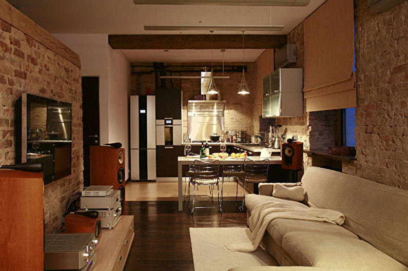 تصميم المطبخ مع غرفة المعيشة - الإضاءة والإضاءة