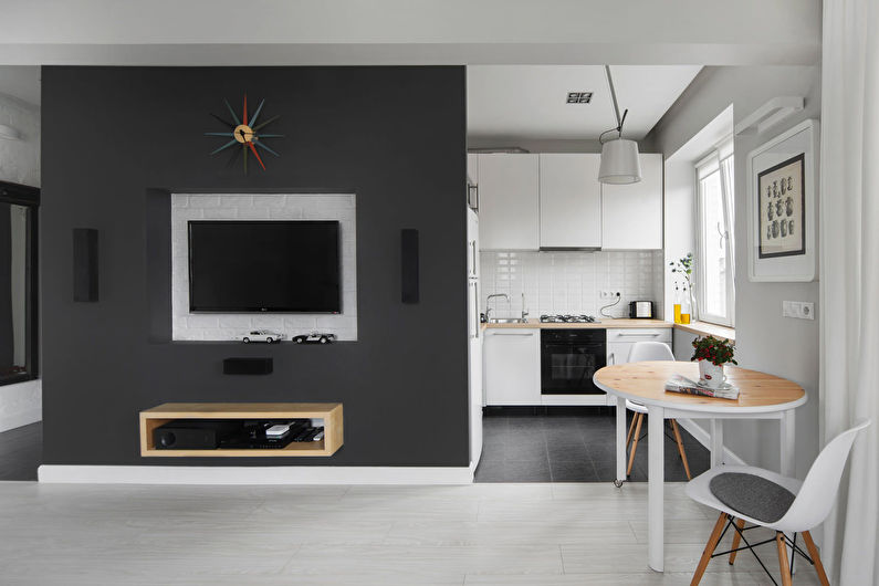 Interiørdesign av en kjøkken-stue i Khrusjtsjov - foto