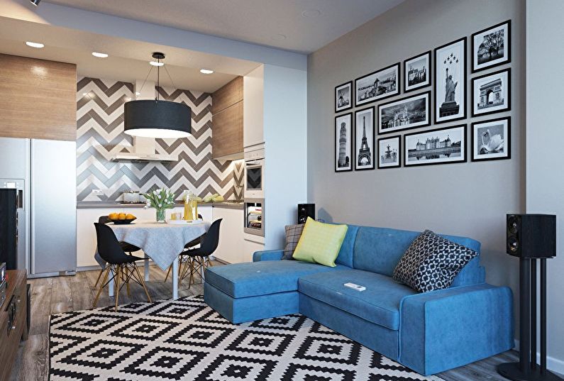 Návrh interiéru malej obývačky v modernom štýle - foto