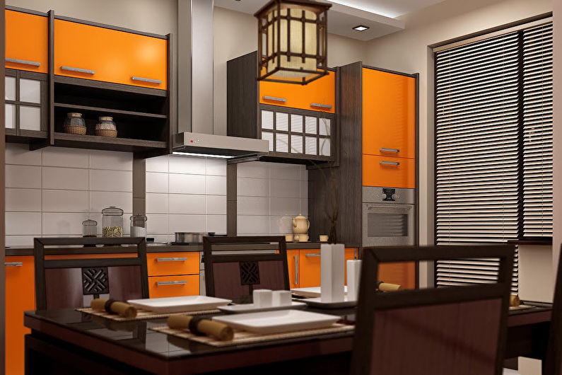 Vestavěná kuchyň v japonském stylu - interiérový design
