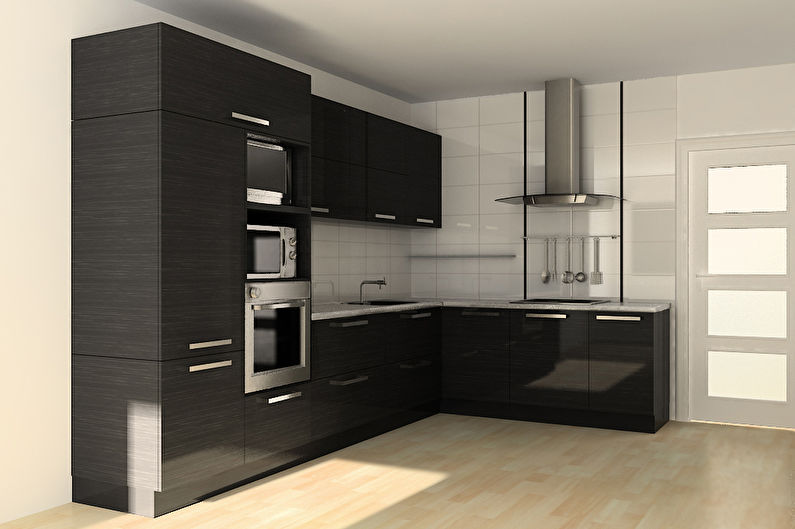Corner built-in kitchens - photo, interior design