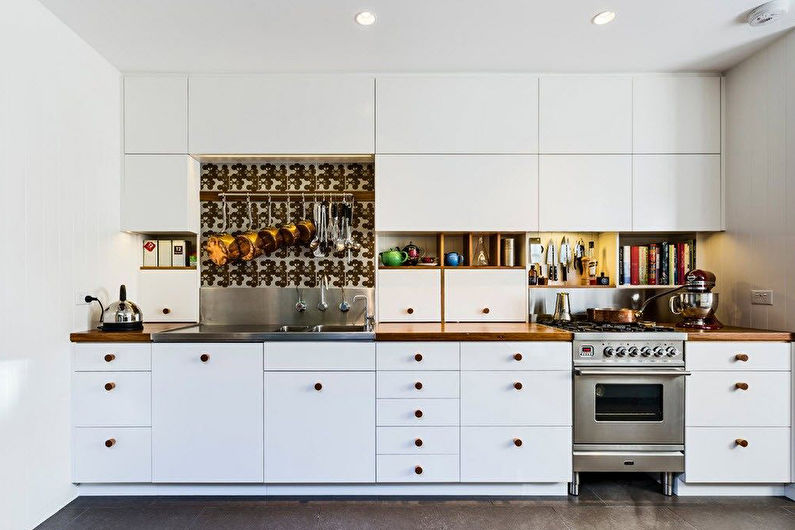 Små indbyggede køkkener - foto, interiørdesign