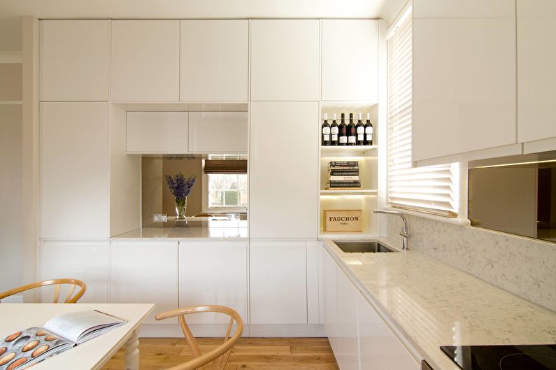 Hjørne indbyggede køkkener - foto, interiørdesign