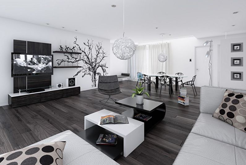 Mobiliário para interior preto e branco