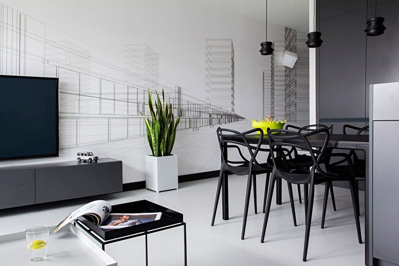Møbler til sort / hvidt interiør