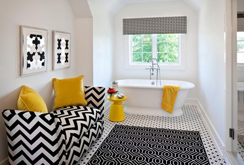 Čierna a biela a žltá - kombinácia farieb v interiéri