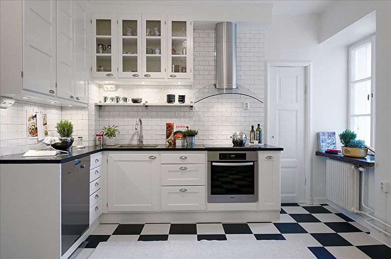 Design d'intérieur de cuisine noir et blanc - photo