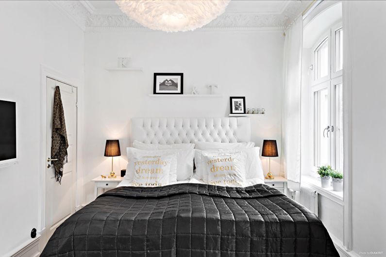 Sort og hvidt soveværelse interiørdesign - foto