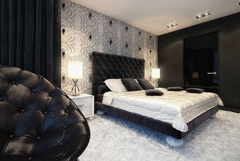 Interiørdesign i svart og hvitt soverom - foto