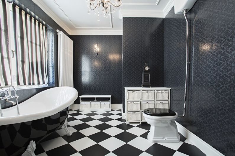 Interiérový dizajn kúpeľne v čiernej a bielej - foto