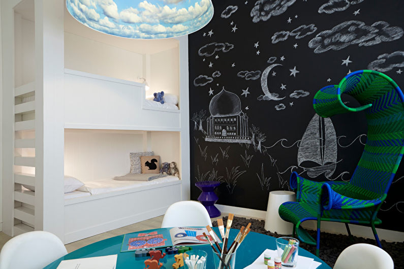 Design de interiores de um quarto infantil em preto e branco - foto