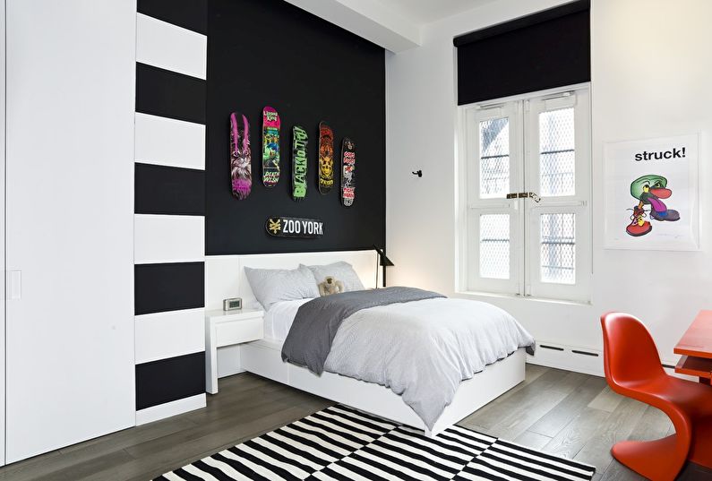 A gyermekek szobájának belsőépítészete fekete-fehér - fénykép