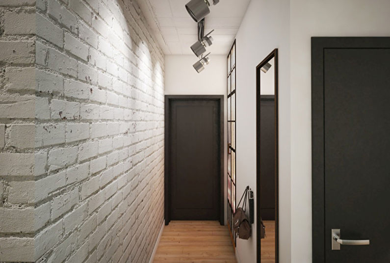 Design intérieur du couloir, couloir en noir et blanc - photo