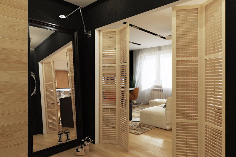 Estetica lemnului la Moscova - Zonarea unui apartament de studio