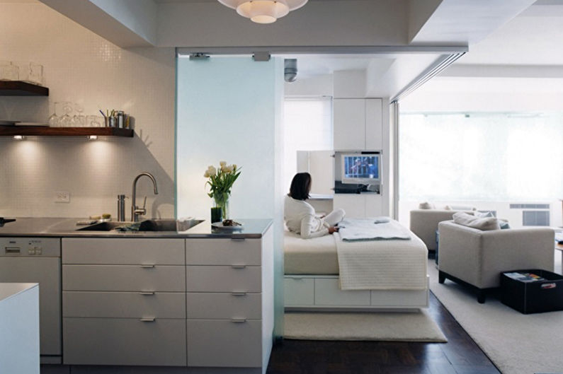 Minimalistyczne apartamenty - strefowe mieszkanie typu studio