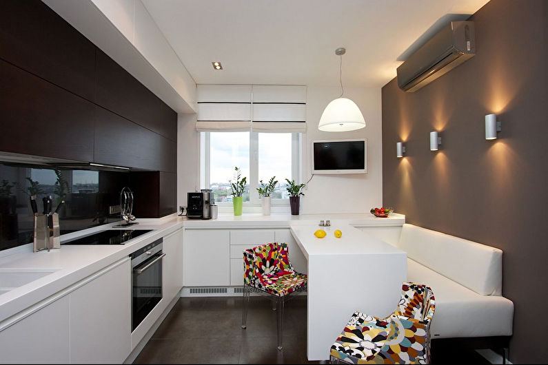 Design de teto de gesso cartonado na cozinha - foto