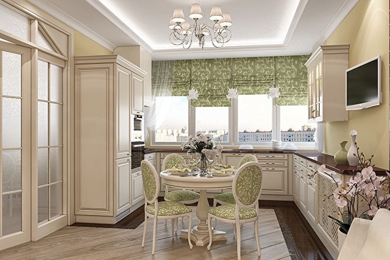 Køkken 15 kvm i klassisk stil - Interiørdesign