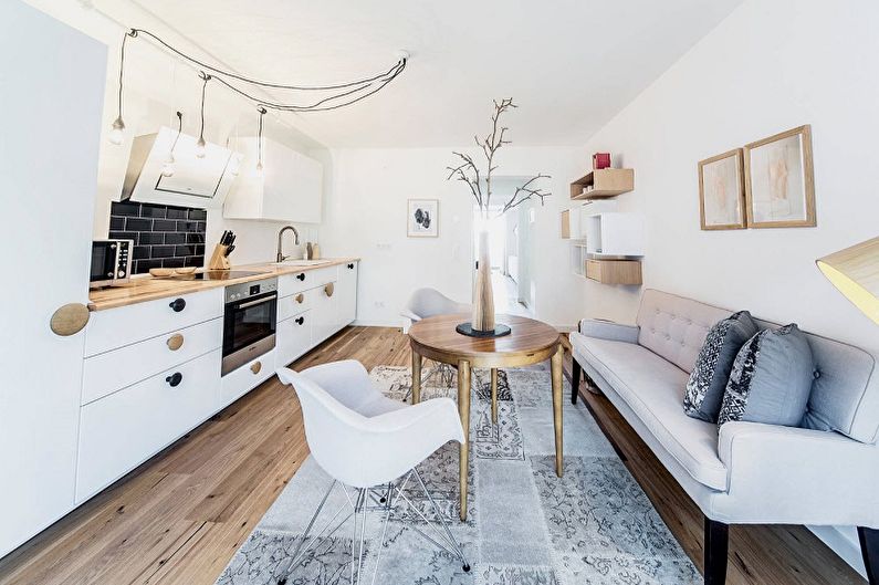 Dapur 15 sq.m. dalam gaya Scandinavia - Reka Bentuk Dalaman