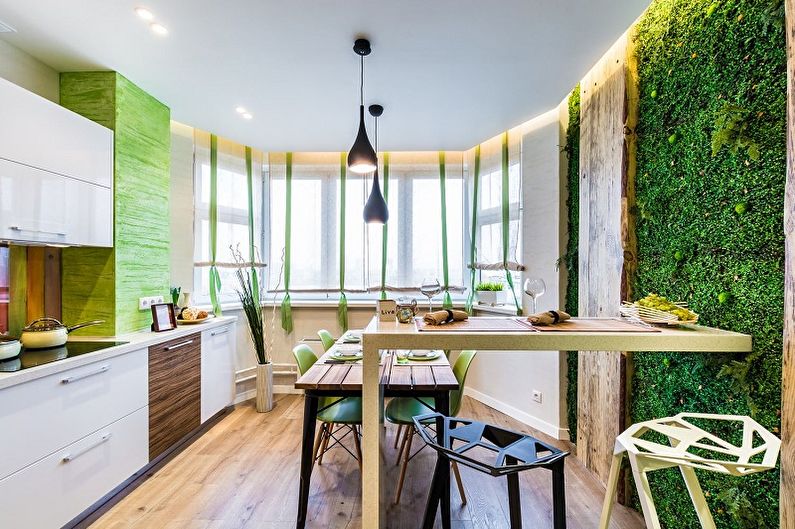 Зелена кухня 15 кв.м. - Вътрешен дизайн