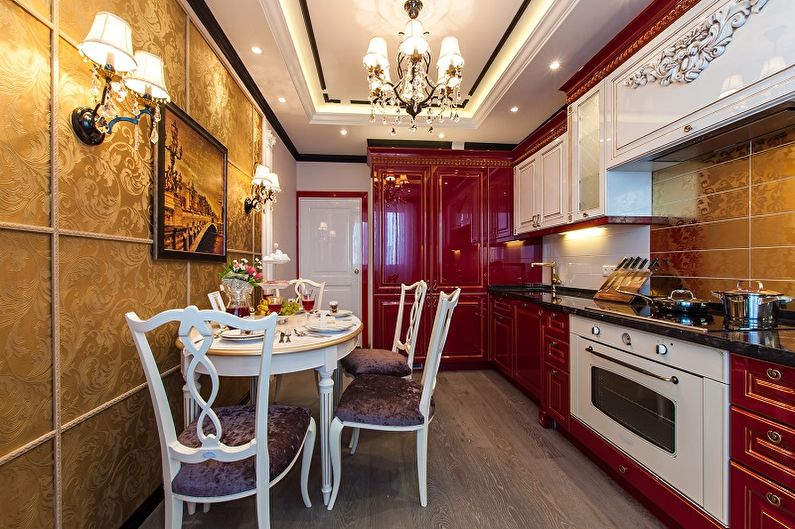 Cocina roja de 15 m2. - Diseño de interiores