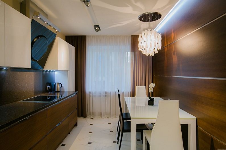 Smeđa kuhinja 15 m² - Dizajn interijera