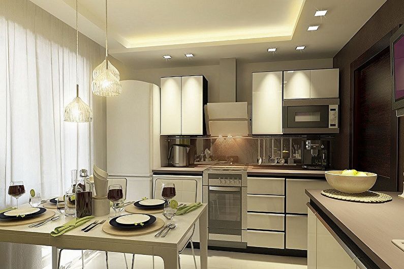 Cucina design 15 mq - decorazione del soffitto