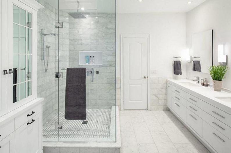 Dekorējot vannas istabu ar dušu - Marmors