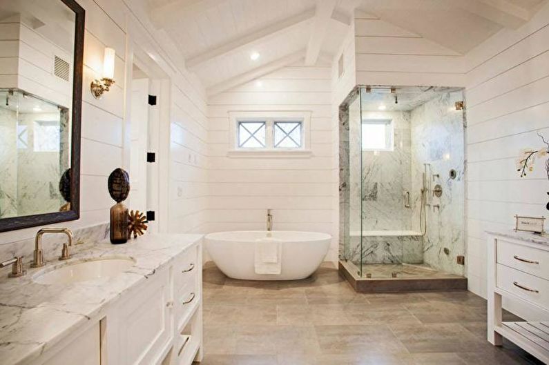 Dekorējot vannas istabu ar dušu - Marmors