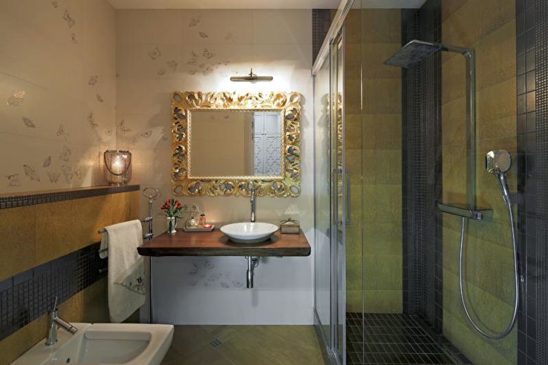 Vonios kambarys su dušu - interjero dizaino nuotrauka