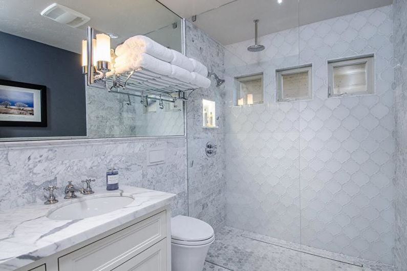 Kúpeľňa so sprchovacím kútom - interiérový dizajn foto