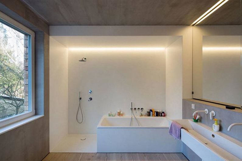 Bilik mandi dengan pancuran - foto reka bentuk dalaman