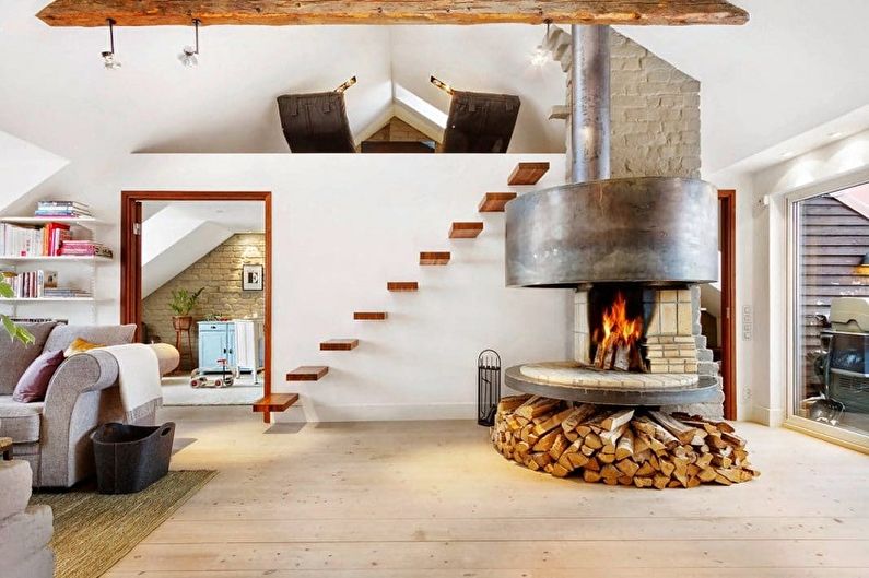 Loft style fireplace