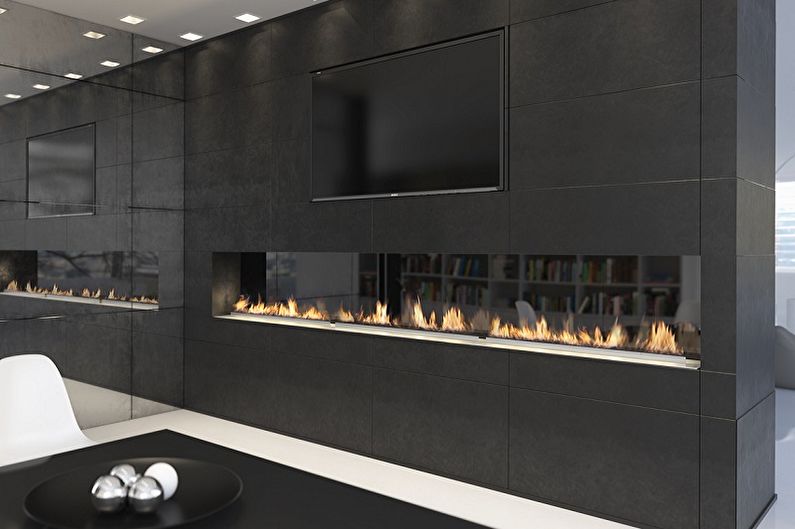 Fireplace in the interior - photo