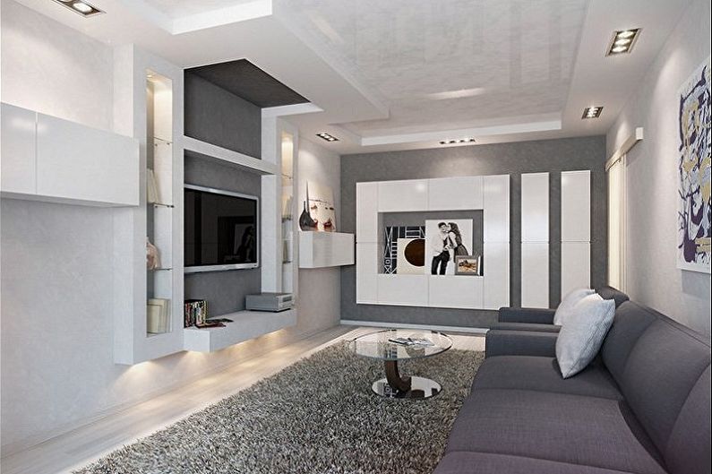 Design de sala de estar de alta tecnologia - Decoração de parede