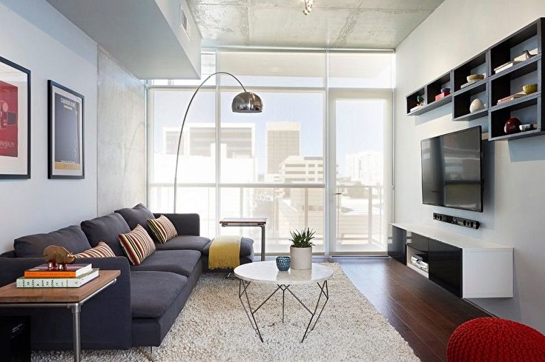 Pequena sala de estar de alta tecnologia - Design de interiores