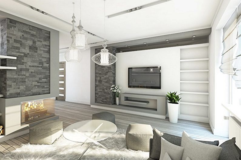 High-tech stílusú nappali - belsőépítészeti fotó
