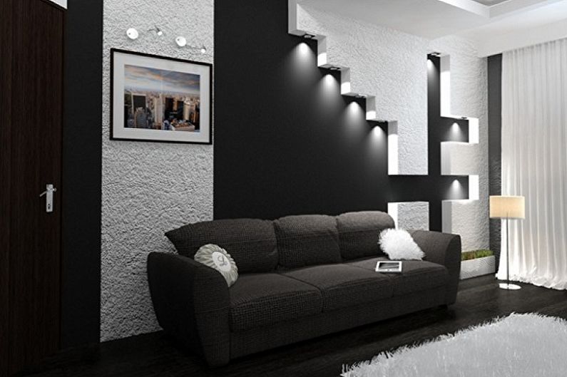 High-tech stílusú nappali - belsőépítészeti fotó