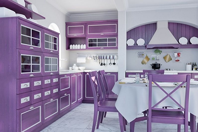 Bucătărie în stil purpuriu - design interior