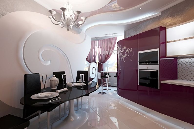 Cozinha roxa - design de interiores