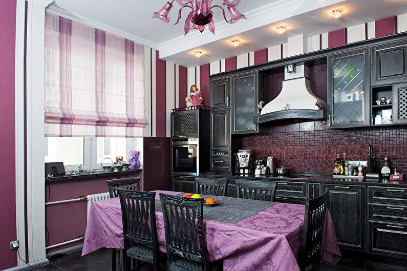 Fialová kuchyně - interiérový design foto
