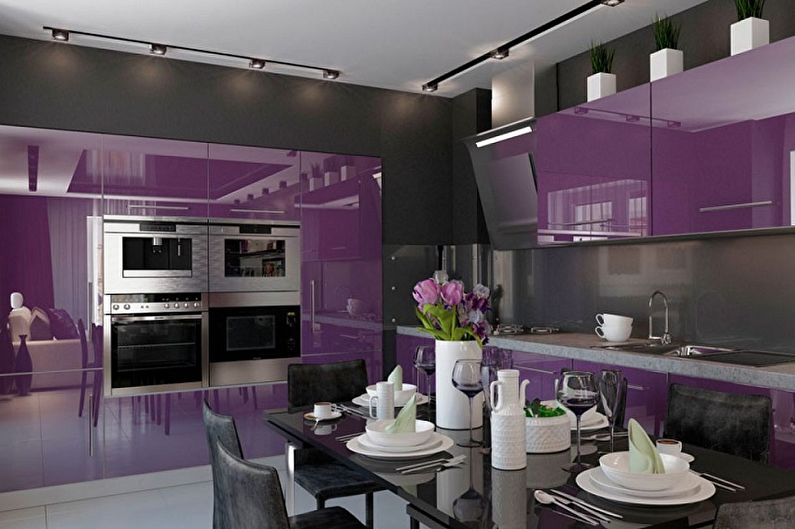 Лилава кухня - снимка за интериорен дизайн